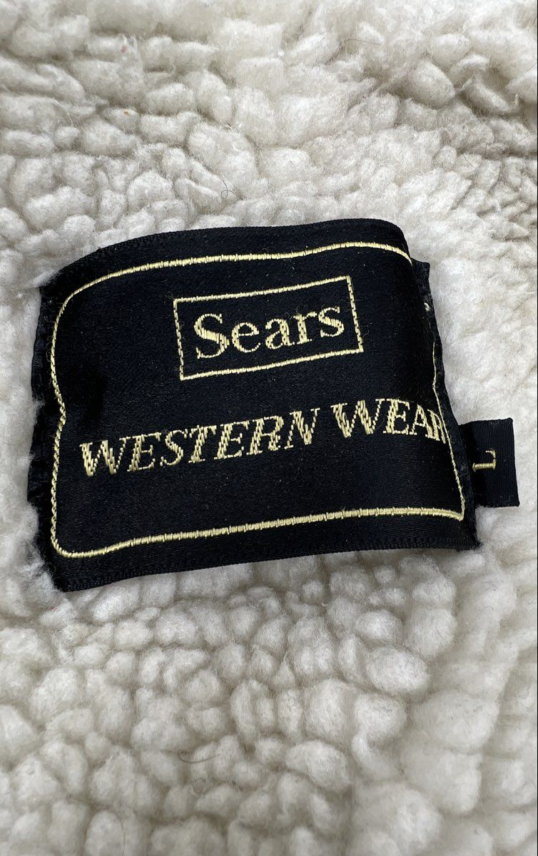 Vintage 70s Sears Western Wear Sherpa Lined Faux Suede Jacket Tan