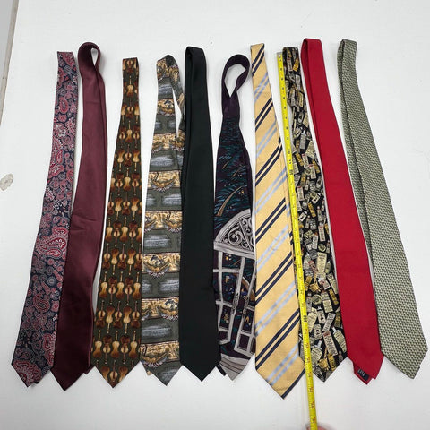 Lot of 10 Men's Neck Ties Mixed Brands The Beatles Arrow Novelty Paisley Silk