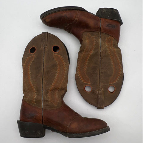 Laredo Men's Two-Tone Brown Leather Western Cowboy Boots Size 9.5 D