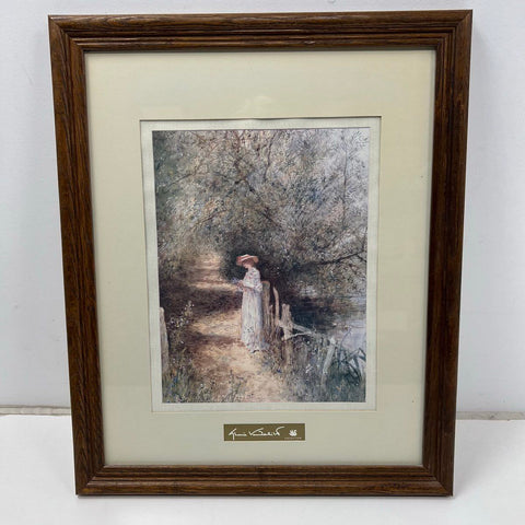 Gloria Vanderbilt Lot 2 Framed Art Prints 16.5x13.5 Romantic Genre Scenes Signed