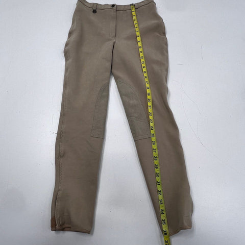On Course Women's Tan Cotton Naturals Riding Jodhpurs Breeches Knee Patch Sz 32