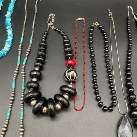 Mixed Costume Jewelry Lot of 10 Necklaces Beaded Southwestern Statement Styles
