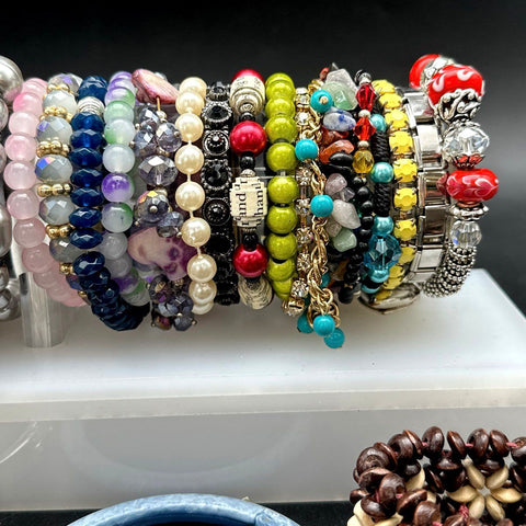 Fashion Jewelry Bracelet Lot Vintage to Modern Beaded Bangles Cuffs Pcs