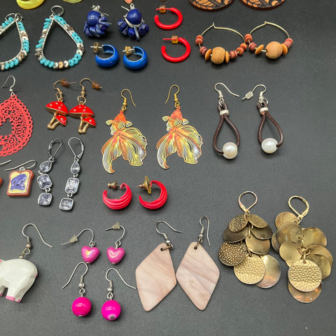 Fashion Costume Jewelry Lot of 38 Pairs Vintage to Modern Eclectic Earrings