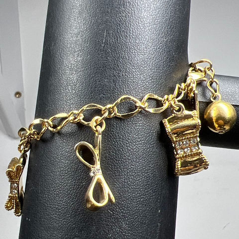 Kate Spade Gold Tone Rhinestone Bow Bracelet with Pouch