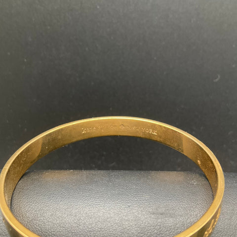 Kate Spade Gold Tone Happily Ever After Idiom Bangle Bracelet Wedding Bridal 8"