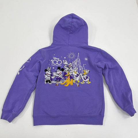Disney Kids' 100 Years of Wonder Hoodie Purple Mickey Mouse Pullover Sz 9/10