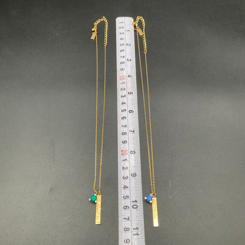 Kate Spade Gold Tone Lot of 2 Necklaces Spark Envy True Blue Bar Pendants