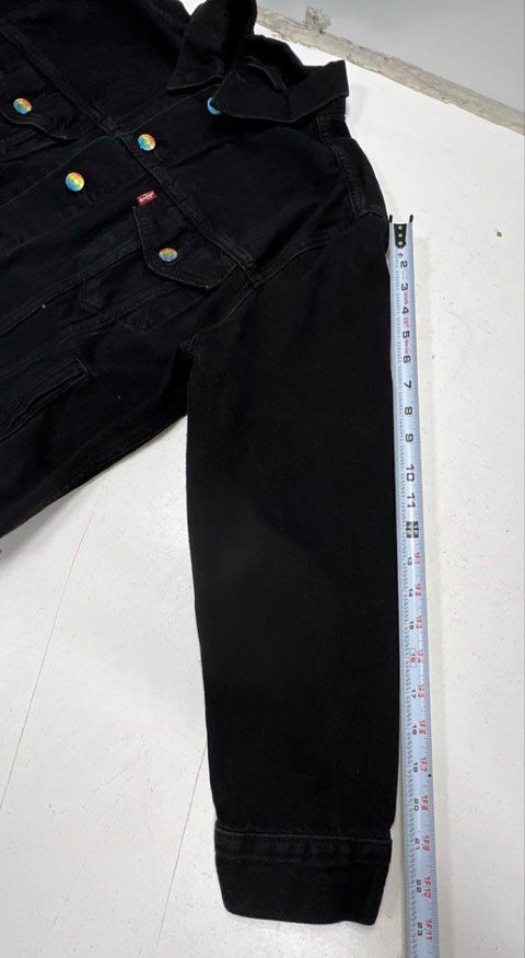 Levi's Women's Black Iridescent Button Denim Trucker Jacket Premium Sz L