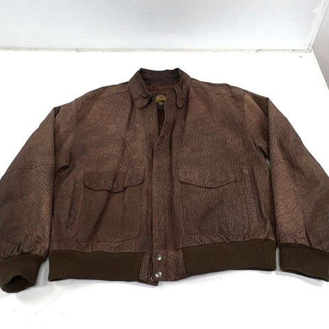 Wilsons Adventure Bound Brown Vintage 90s Cracked Leather Bomber Jacket Men's XL