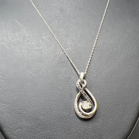 925 Sterling Silver Twist Gemstone Pendant Necklace 4g