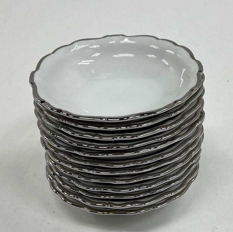 Vintage Johann Haviland Bavaria Platinum Rim Baroque Porcelain Fruit Bowls Lot