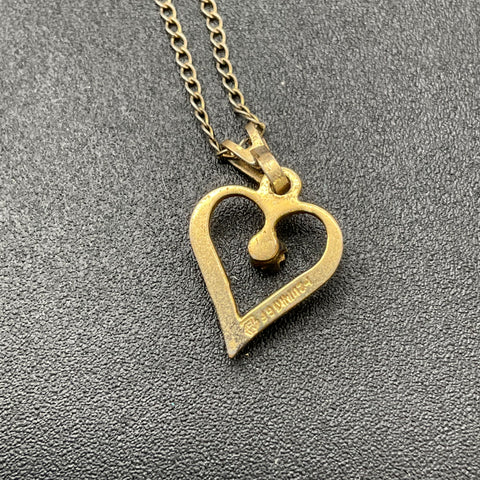 Vintage Marvel 12K Gold Filled Heart Necklace 1 Point Diamond 18" IOB