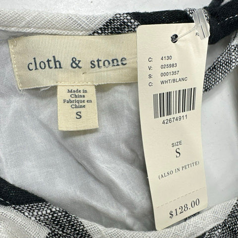 Cloth & Stone Women's Buffalo Check Sleeveless Mini Dress Black White Sz S NWT