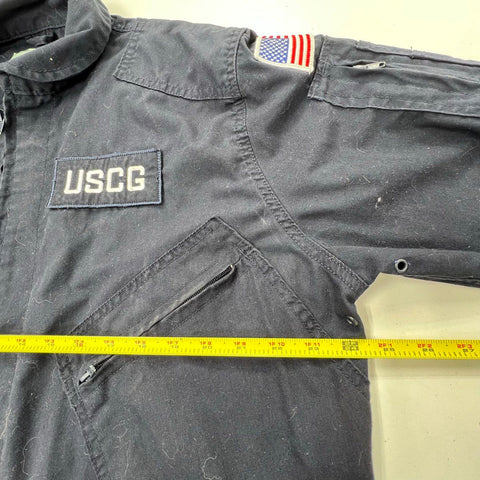 USCG Coast Guard Men's Coveralls Jumpsuit Dark Blue Uniform Patches Size XLT