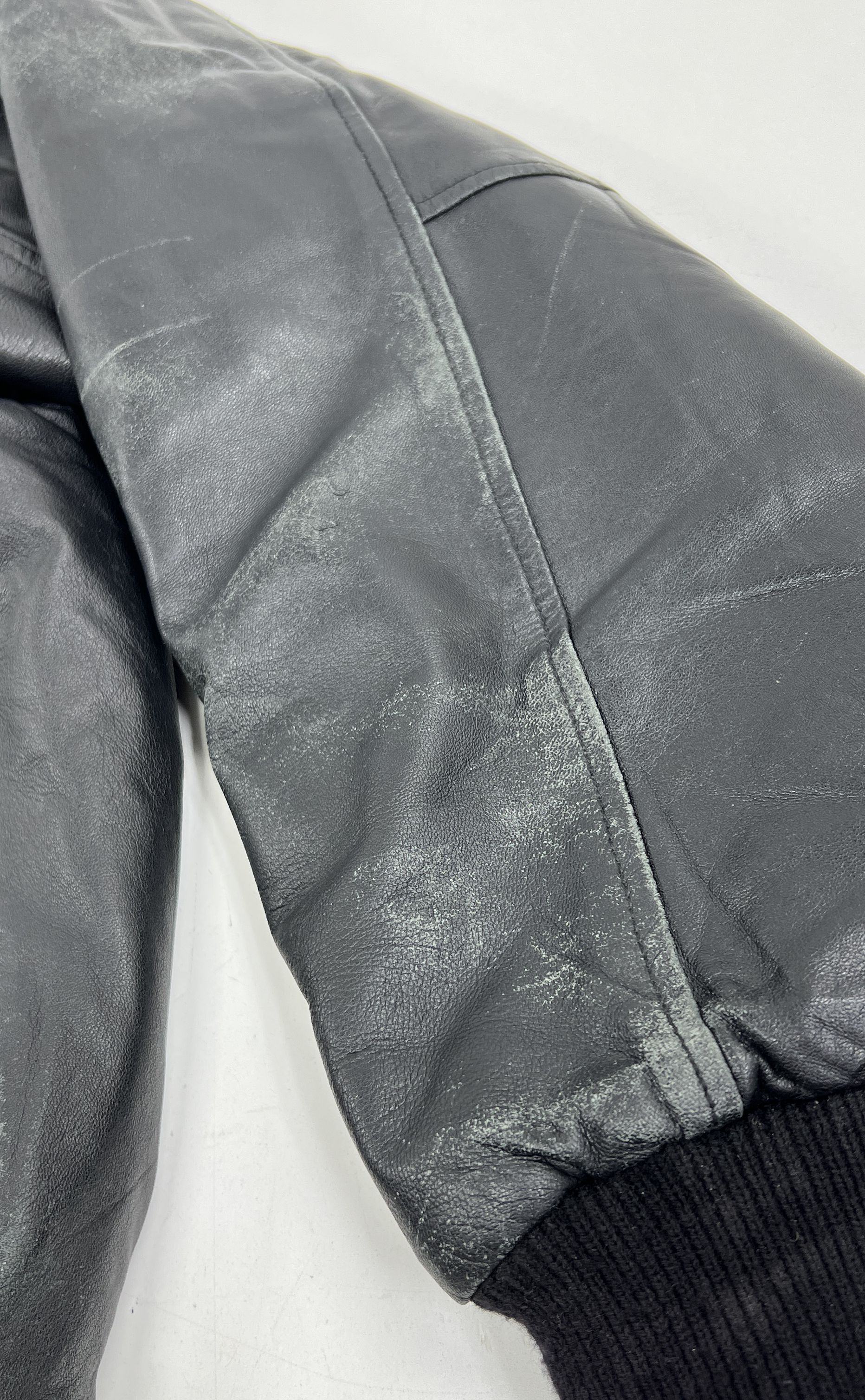 Burks Bay Black Leather NRA Life Member Bomber Flight Jacket Men's XL
