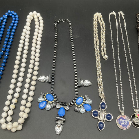 Fashion Jewelry Lot of 9 Necklaces Statement Beaded Faux Pearl Cross Pendants