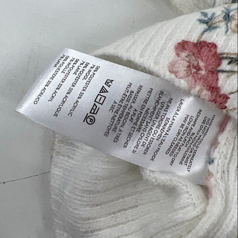 Anthropologie NWT Cream Floral Print Button Front Cardigan Sweater Women's S