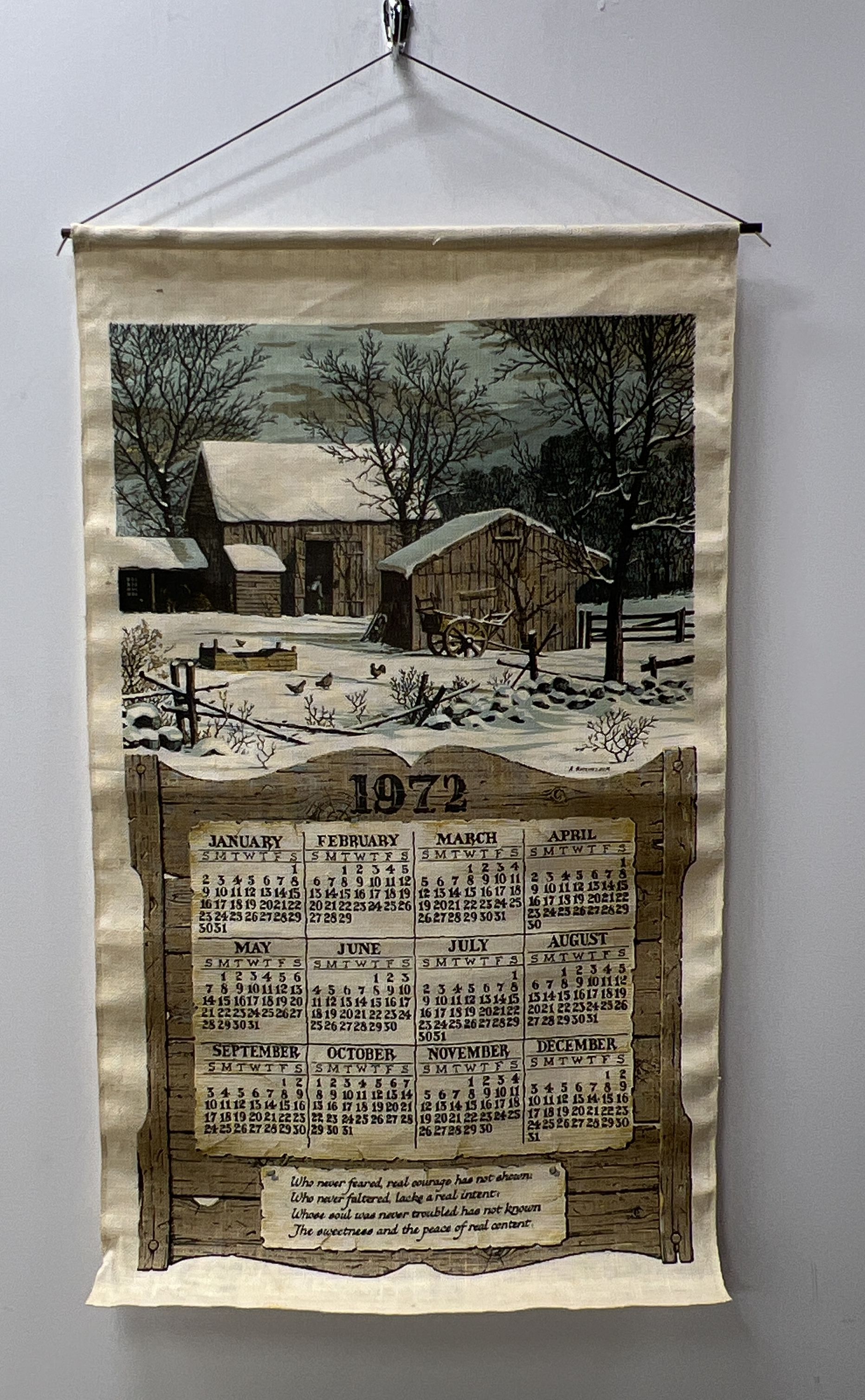 Vintage Kay Dee Linen Wall Calendar 12pc Lot 1970s Handprints New England USA