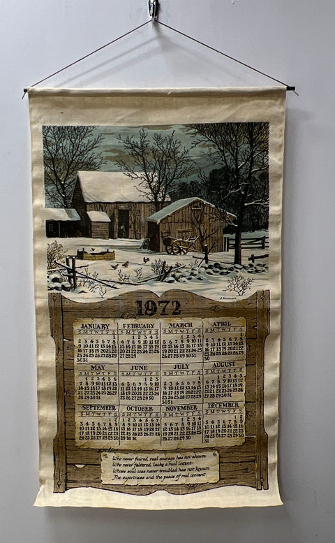 Vintage Kay Dee Linen Wall Calendar 12pc Lot 1970s Handprints New England USA