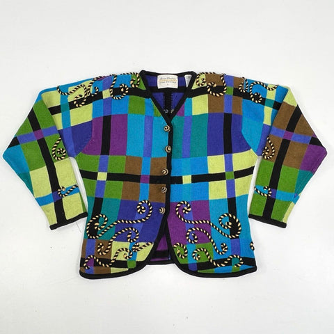 Vintage 90s Marisa Christina Lisa Nichols Women's Plaid Cardigan Multicolor Sz L