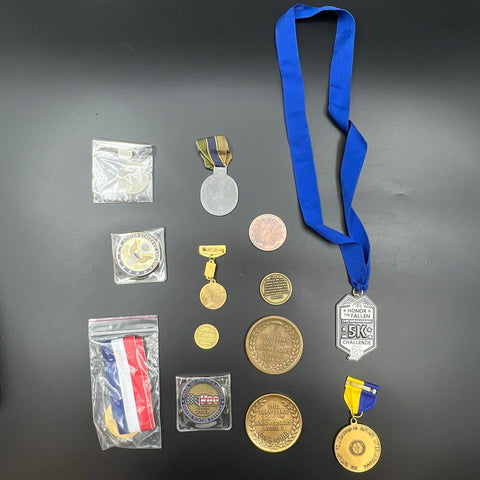 Challenge Coin & Medal Lot Military Insurance Rotary 13 Pieces Vintage & Modern