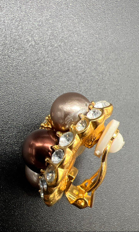 Vintage Joan Rivers Signed Faux Pearl Necklace & Earring Set Gold Tone Lot of 3