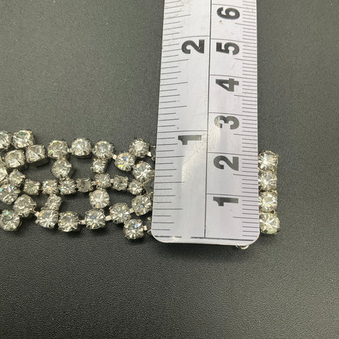 Vintage Mid-Century Silver Tone Rhinestone Bracelet & Chandelier Clip Earrings