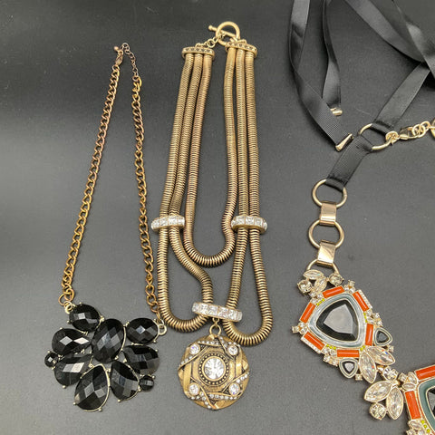 Statement Costume Jewelry Lot 7 Pcs 1.4 Lbs Chunky Necklaces & Bracelet