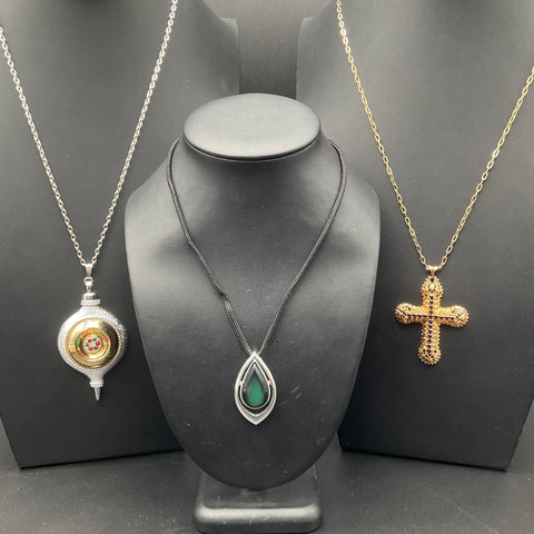 Vintage Sarah Coventry Necklace Lot of 3 1979 Christmas & 1980 Cross Pendants