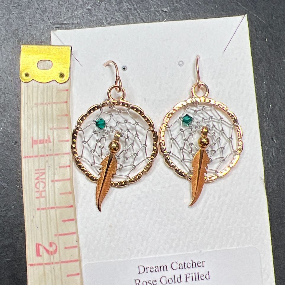Dream Catcher Rose Gold Filled Earrings NWT