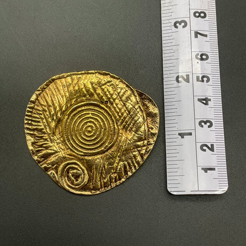 Vintage 1977 Jean David Gold Tone Judaica Pin Pendant Modernist Brutalist