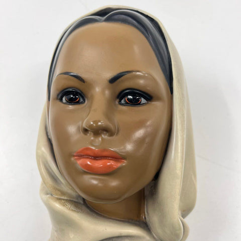 Vintage Mid-Century Modern Ceramic Bust Sculpture Woman Head Hollywood Regency