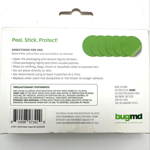 Bug MD Squito Stickers Plant-Powered Mosquito Repellent Lot 5 Boxes 390 Patches