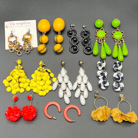 Costume Jewelry Earring Lot of 10 Chunky Dangle Hoop Colorful Lia Sophia
