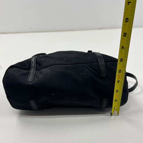 Kate Spade Black Nylon Leather Trim Dome Satchel Crossbody Bag Silver Hardware