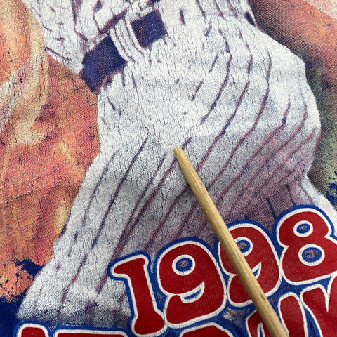 Vintage 1998 Sammy Sosa 66 HR Tour Chicago Cubs T-Shirt Double Sided Sz M