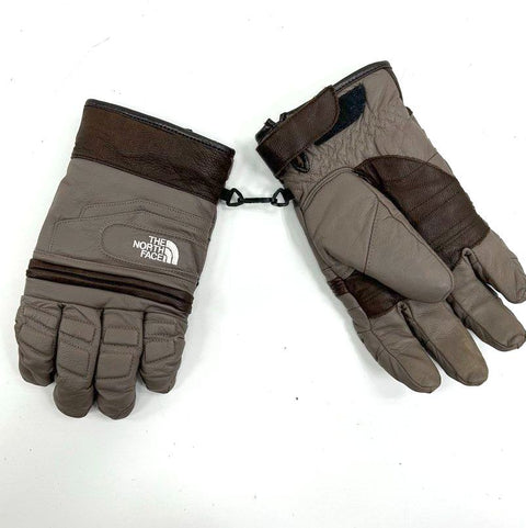 The North Face Brown Taupe Leather Ski Gloves Padded Size L