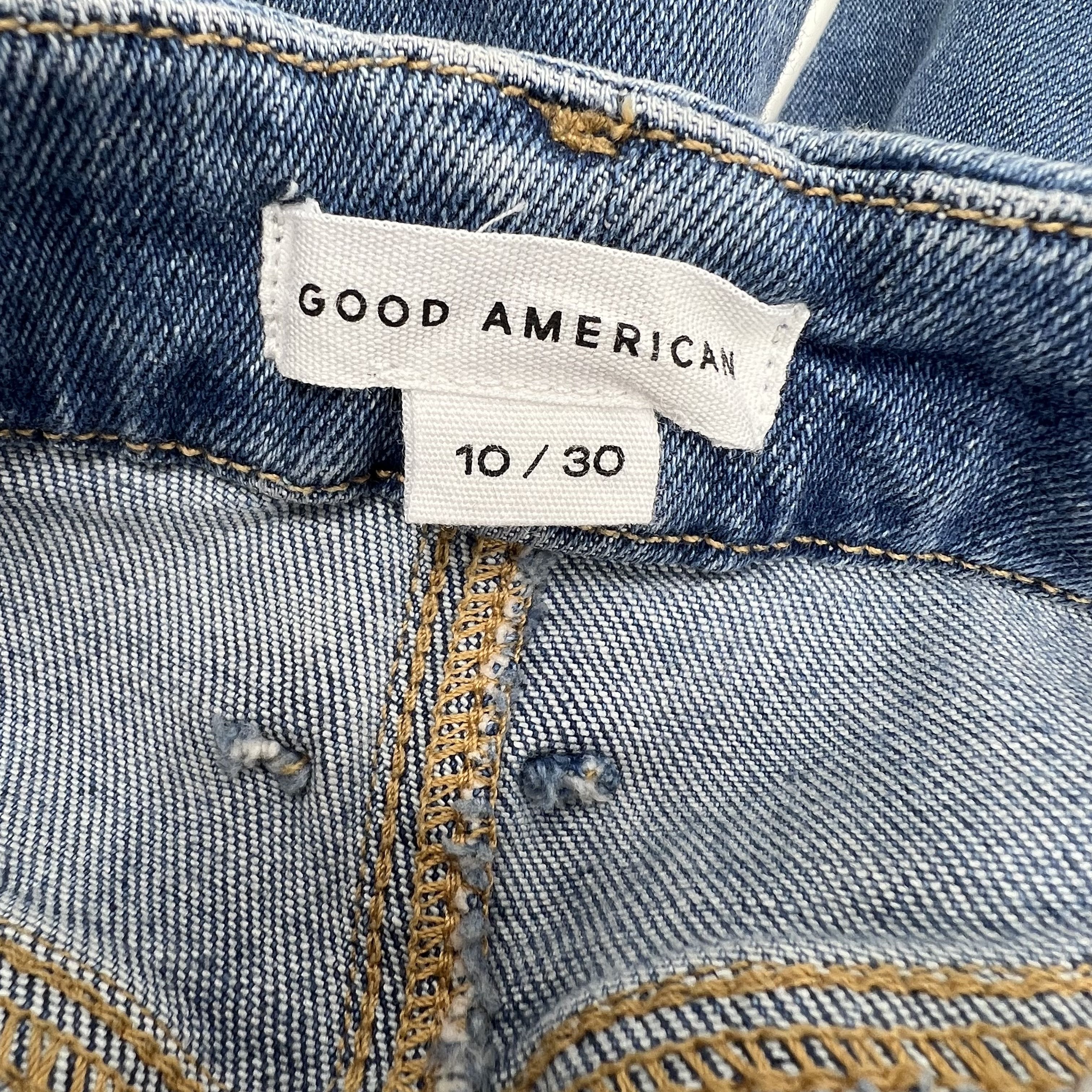 NWT Good American Good Waist Blue Distressed High Rise Skinny Jeans Women's 10