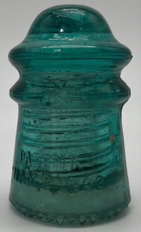 Hemingray No. 9 Glass Insulator Aqua Antique Patent May 2 1893