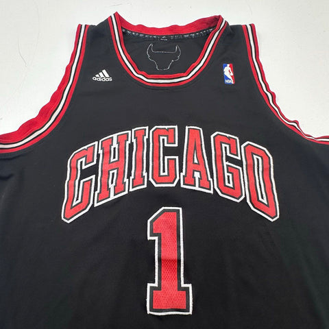 Vintage 2012 Chicago Bulls Derrick Rose #1 Adidas NBA Jersey Black Sz XL