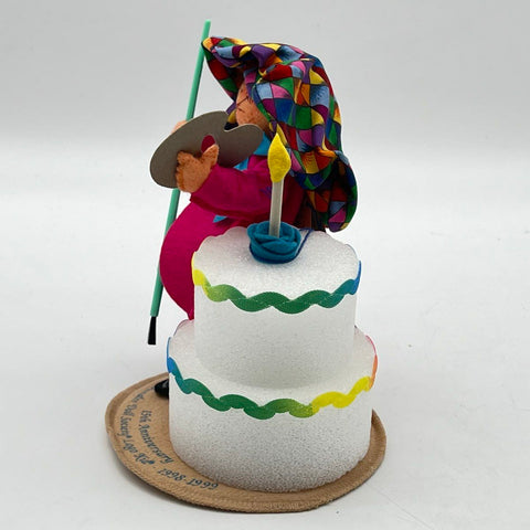 Annalee Dolls 15th Anniversary Doll Society Logo Kid Artist With Cake 1998-1999