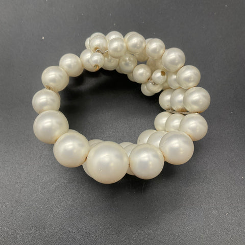 Vintage Mid-Century Faux Pearl 4-Strand Necklace & Wrap Bracelet Demi Parure