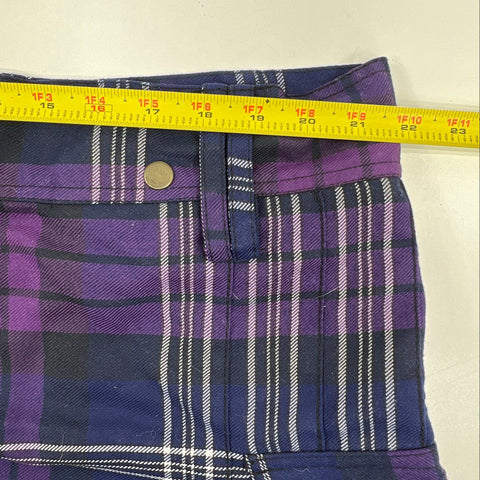 Five Rivers Men's Kilt Skirt Purple Plaid Cargo Pockets Utility Size 46