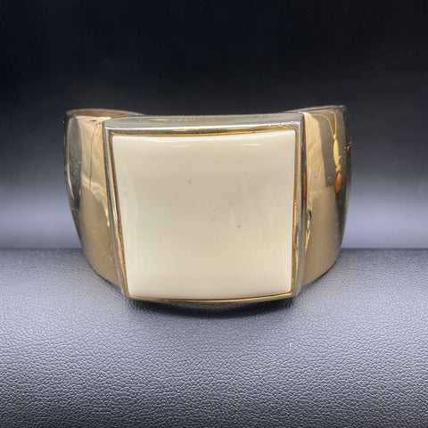 Vintage Avon Gold Tone Geometric Resin Necklace & Cuff Bracelet Jewelry Set