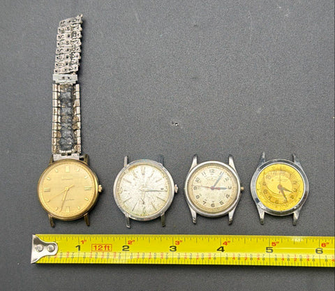 Vintage Mid-Century Men's Watch Face Lot Baylor Election Berco Gold Silver