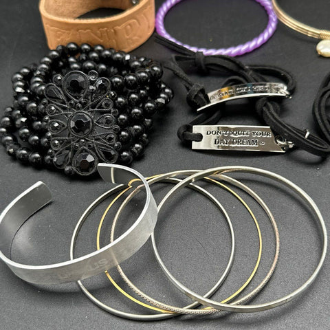 Mixed Fashion Bracelet Lot Motivational Beaded Bangle Costume Jewelry Lot of 45