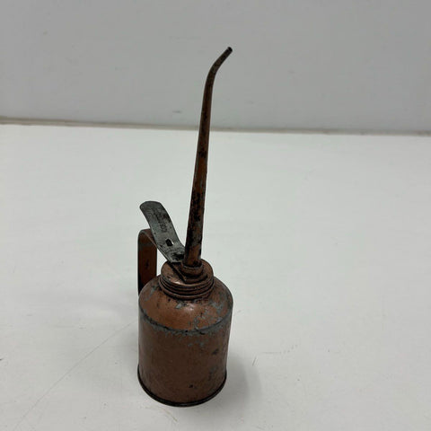 Vintage GOLDENROD Metal Pump Oil Can Thumb Oiler USA Made Rustic Industrial