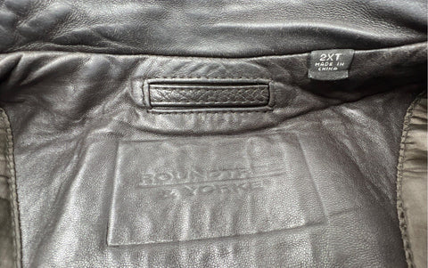 Roundtree & Yorke Men's Brown Leather Bomber Jacket Big & Tall Sz 2XT
