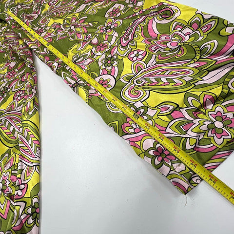 Vintage Y2K Chanteuse Women's Green Pink Paisley Satin Pajama Set Sz L